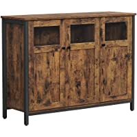 VASAGLE Aramrio de Almacenamiento- Aparador con Puertas de Cristal- para Comedor- salón- Cocina- Estilo Industrial…